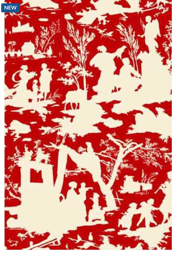 トワルドジュイ　愛の告白　シルエット柄　赤地に白　約75×55cm 3枚目の画像