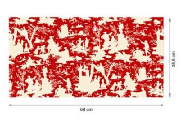 トワルドジュイ　愛の告白　シルエット柄　赤地に白　約75×55cm 4枚目の画像