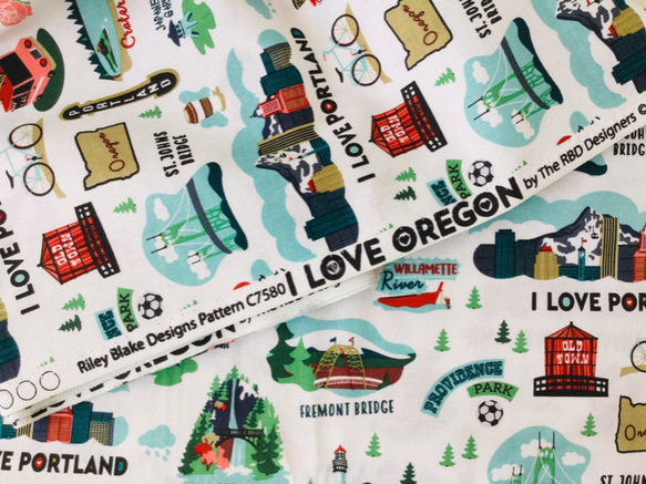USAコットン ライリーブレイク I love Oregon オレゴン柄 4枚目の画像