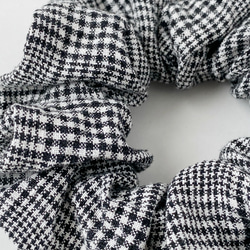 サイズが選べる☆先染めユーラシアンリネンのシュシュ（グレンチェック） 2枚目の画像