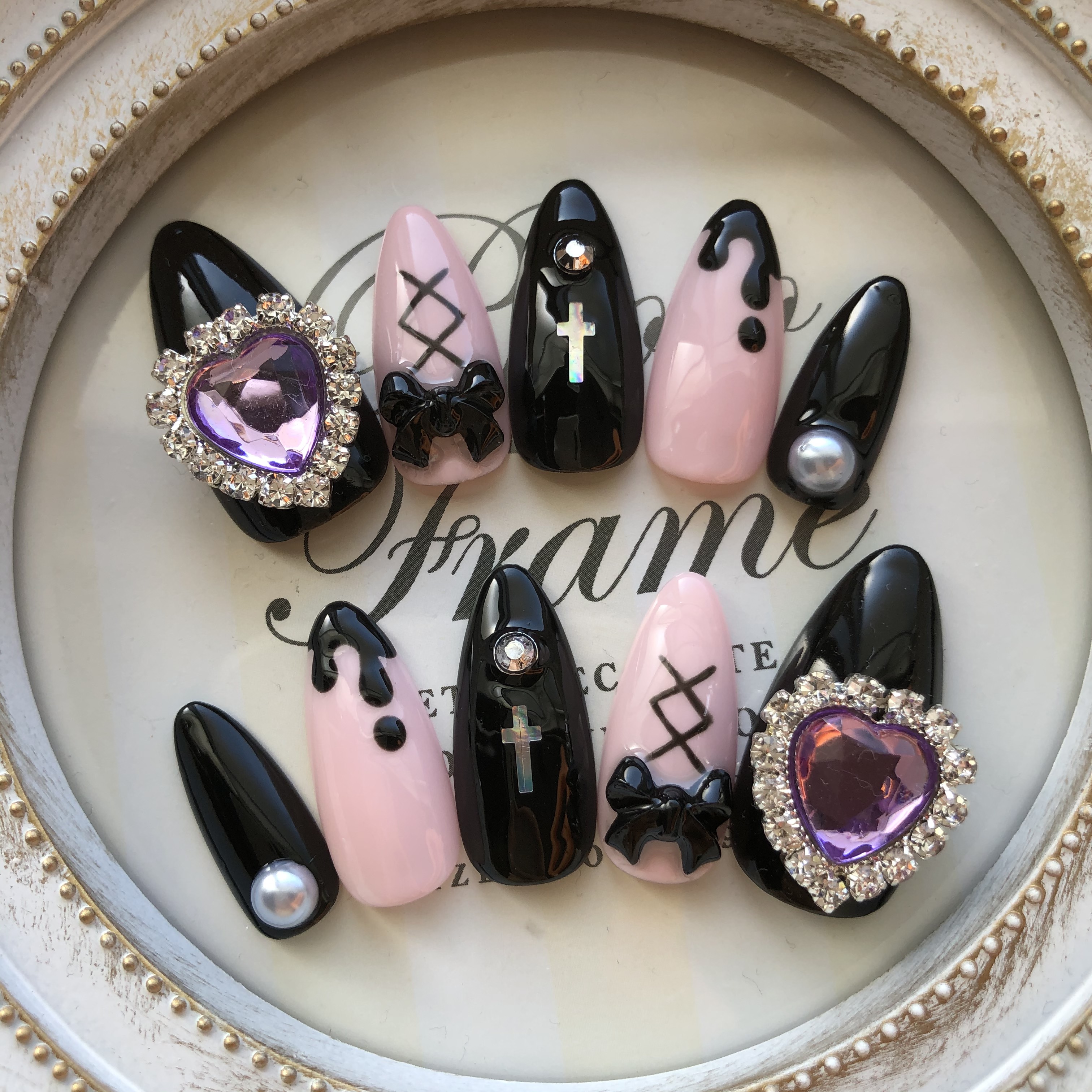 No.8】量産型地雷姫系 ネイルチップ 肉球×猫×ハート 地雷