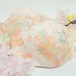 サクラ咲く！しわになりにくく、洗濯機OKの桜文鳥マスク(桜色) 4枚目の画像