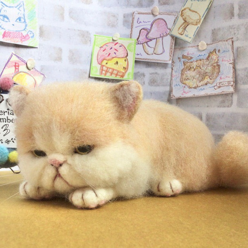 エキゾチックショートヘア猫さん 羊毛ぬいぐるみ 羊毛フェルト