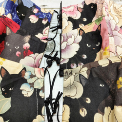 【息苦しくないマスク】☆フィルターポケット☆百花繚乱　黒猫と牡丹　和　猫　ネコ　ねこ 10枚目の画像