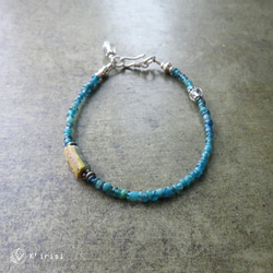 古代の煌めき ローマングラス×インドパシフィックビーズ ブレスレット 