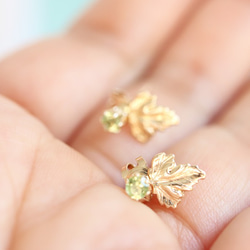 9K gold peridot 2-way earrings 3枚目の画像