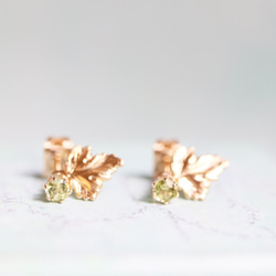 9K gold peridot 2-way earrings 2枚目の画像