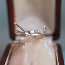 18K & Sterling Silver Diamond Twig Ring - étoile de noël 1枚目の画像