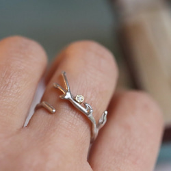 18K & Sterling Silver Diamond Twig Ring - étoile de noël 2枚目の画像