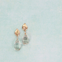 18K diamonds & green Amethyst stud earrings・雫・ 3枚目の画像