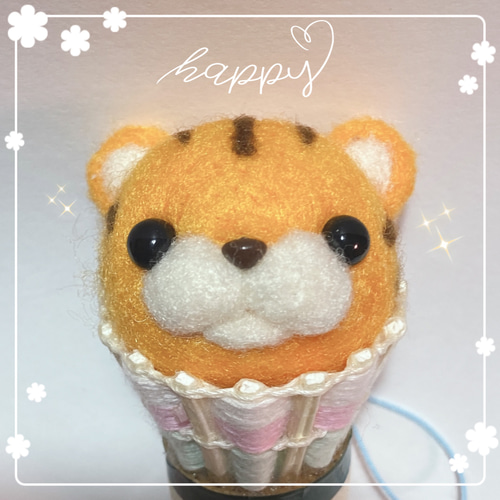 羊毛フェルト☆バドミントンシャトルストラップ☆とら☆部活応援