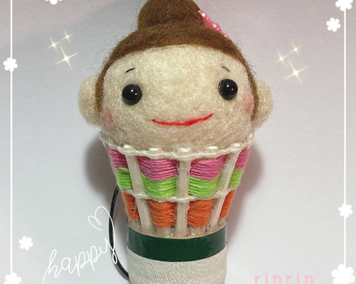 羊毛フェルト☆バドミントンシャトルストラップ☆おんなのこ