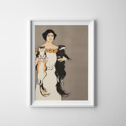 【NO.7】長毛の猫2匹を抱っこする薔薇のドレスの女性アートポスター☆可愛い個性的ヴィンテージレトロA4A3A2A1B4 9枚目の画像