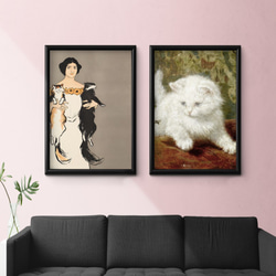 【NO.7】長毛の猫2匹を抱っこする薔薇のドレスの女性アートポスター☆可愛い個性的ヴィンテージレトロA4A3A2A1B4 8枚目の画像