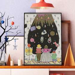 希望「絵画」２L判サイズ 子供たちのクリスマスアートポスター☆絵本ヴィンテージカラフル