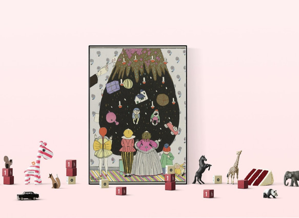 【NO.14】絵本の世界のようなヴィンテージアートポスター☆クリスマス★カラフル子供人形童話メルヘンA3A2A1B4B2 7枚目の画像