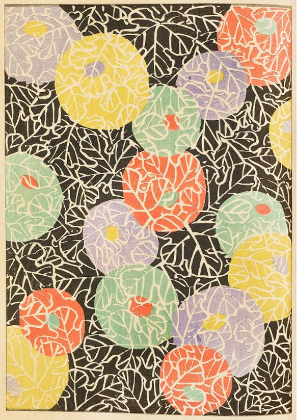 【NO.42】手毬のようなカラフルな日本画アートポスター☆和室インテリア和モダン大正ロマン★ハガキ2L判A4A3A2A1 2枚目の画像