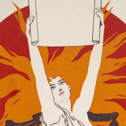 NO.80】太陽と巻物を掲げる女性☆アートポスター☆ヴィンテージレトロ