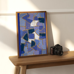 NO.84】ステンドグラスのような幾何学絵画アートポスター☆青紫