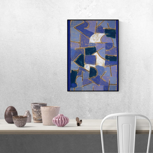 NO.84】ステンドグラスのような幾何学絵画アートポスター☆青紫