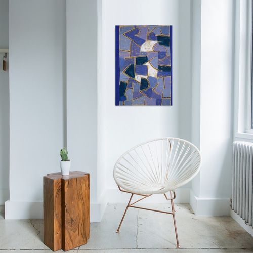 NO.84】ステンドグラスのような幾何学絵画アートポスター☆青紫