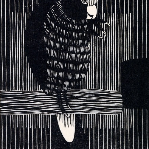 NO.152】モノクロのオウムアートポスター☆白黒モノトーンレトロモダン