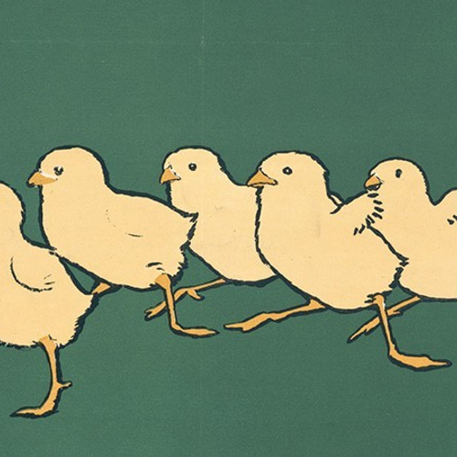 NO.154】ニワトリとヒヨコのレトロポップなアートポスター☆おしゃれ鳥