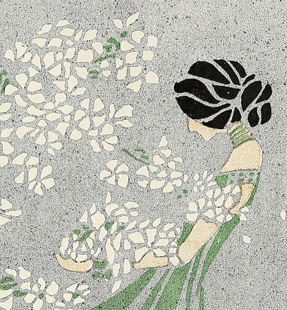 【NO.159】白い小花柄と緑のヴィンテージドレスアートポスター☆クラシックアンティークA5A4A3A2A1B5B4B3 3枚目の画像