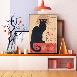 【NO.169】レトロな黒猫のイラストアートポスター☆アニマルモダンモッズアンティーク☆A5A4A3A2A1B5B4B3 1枚目の画像