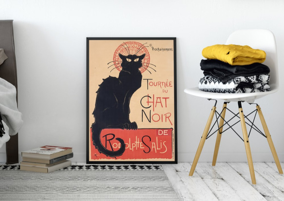 【NO.169】レトロな黒猫のイラストアートポスター☆アニマルモダンモッズアンティーク☆A5A4A3A2A1B5B4B3 5枚目の画像