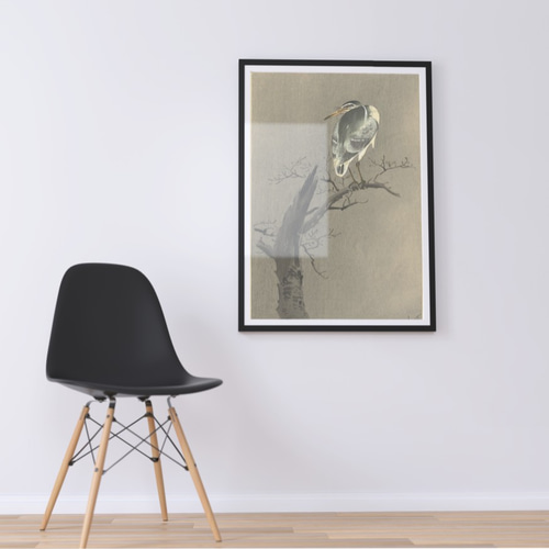 NO.177】鷺の水墨画ポスター☆日本画和柄ヴィンテージアート和室