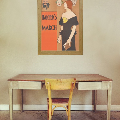 NO.182】中国お面と黒いエレガントなドレス女性ポスター☆ヴィンテージ