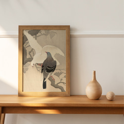 希少 アート作品 デザイン インテリア 当時物 雉と桜花鳥図日本画アートポスター和柄お正月鳥和モダン和室