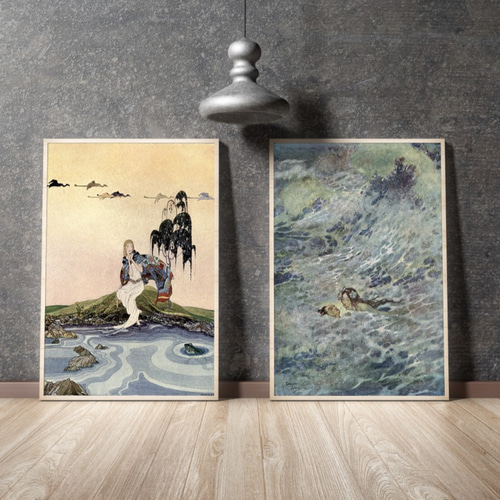 イタリア90年代ヴィンテージ上品なカモが素敵な高級感のある額縁の絵画 イタリア90年代ヴィンテージ上品なカモが素敵な高級感のある額縁