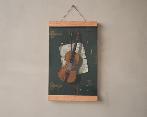 NO.204】ヴァイオリンの絵画アートポスター鍵楽譜楽器