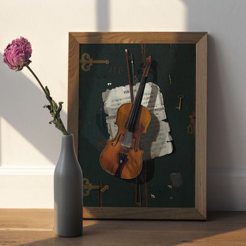 油絵？　アンティーク　絵画　ヴァイオリン 油絵？アンティーク絵画ヴァイオリン