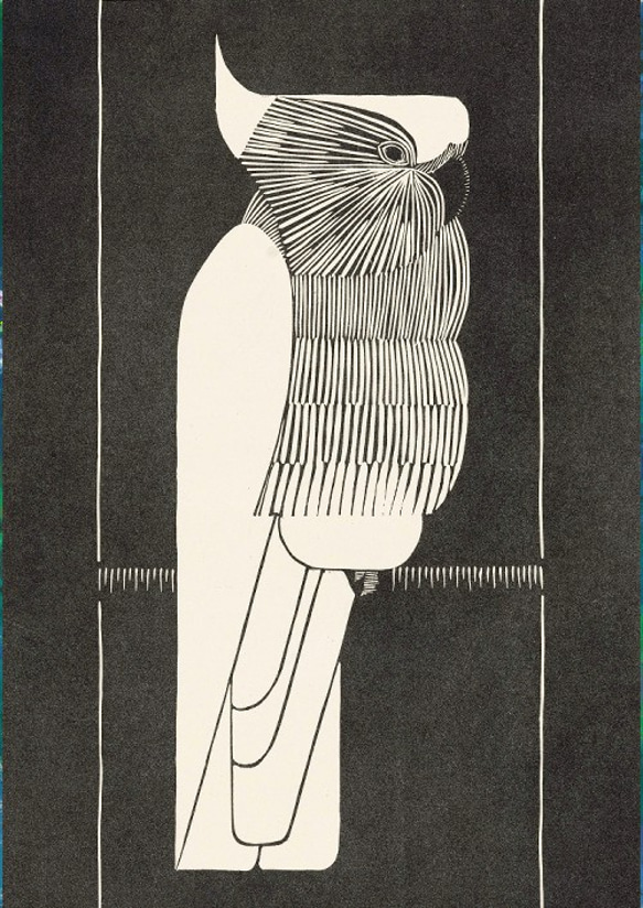 【NO.213】クルマサカオウムアートポスター☆白黒モノクロモノトーン鳥レトロモダンモードスタイリッシュA5B5A3B3 2枚目の画像