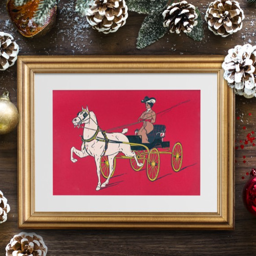 馬・No.009／「HAKU 」アートポスター 曙光之馬」（白毛）《ショップオリジナル》 干支 午年 日本画風 和