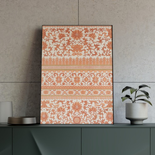 NO.230】中華チャイナ模様のヴィンテージアートポスター☆中国