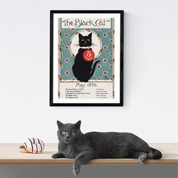 【NO.239】黒猫のヴィンテージイラストアートポスター☆アニマルキャット☆おしゃれレトロポップメルヘンファンシー☆A2 5枚目の画像
