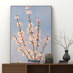 NO.240】桃の花フラワーイラストアートポスター☆絵画植物ボタニカル