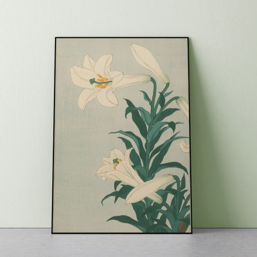 NO.248】百合の花の日本画アートポスター☆浮世絵和柄絵画和