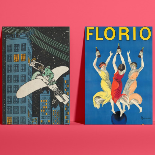 NO.253】夜のビル街とヘリコプターアートポスター☆レトロポップ