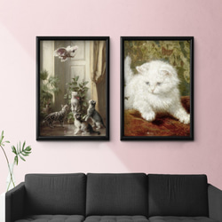 【NO.265】タイハクオウムと見上げる猫たち絵画アートポスター★油絵個性的ヨーロッパアンティークレトロ★A1A3A2L 8枚目の画像