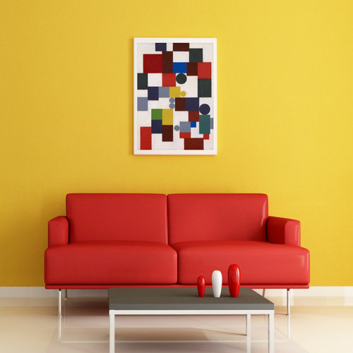 NO.278】カラフルグリッド模様抽象画3アートポスター☆マルチカラー