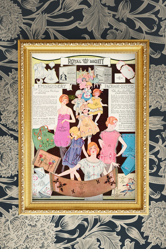 【NO.280】刺繍製品ファッション広告アートポスター☆ヴィンテージアンティーク★レトロモダンモッズモードクラシックA3 5枚目の画像