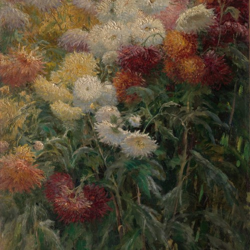 NO.287】菊の花々の絵画ポスター☆ボタニカルガーデン油絵植物