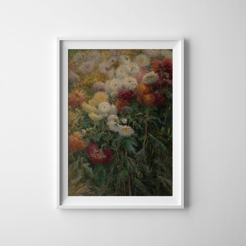 NO.287】菊の花々の絵画ポスター☆ボタニカルガーデン油絵植物