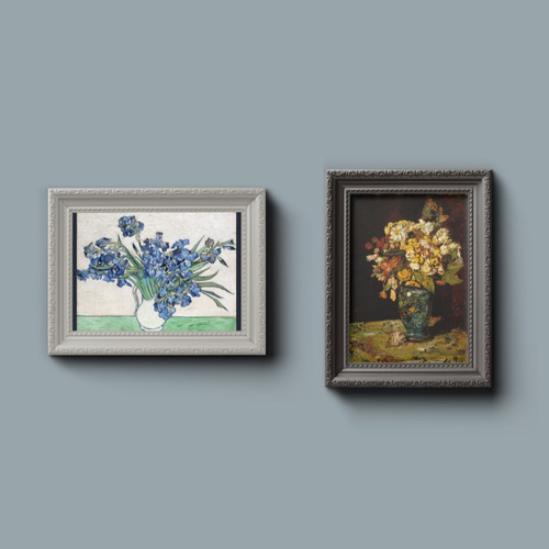 NO.289】青色アイリスの花フラワーアートポスター☆花瓶絵画植物