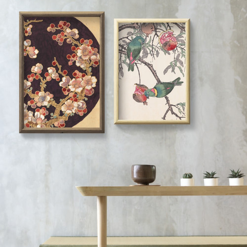 昭和レトロ 日本画家 三輪晁勢 紅花 梅花 木版画 日本画 美術 芸術 絵画 昭和レトロ 日本画家 三輪晁勢 紅花 梅花 木版画 日本画 美術